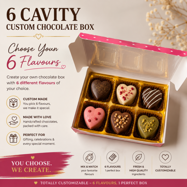 6-cavity box with a gold plastic tray