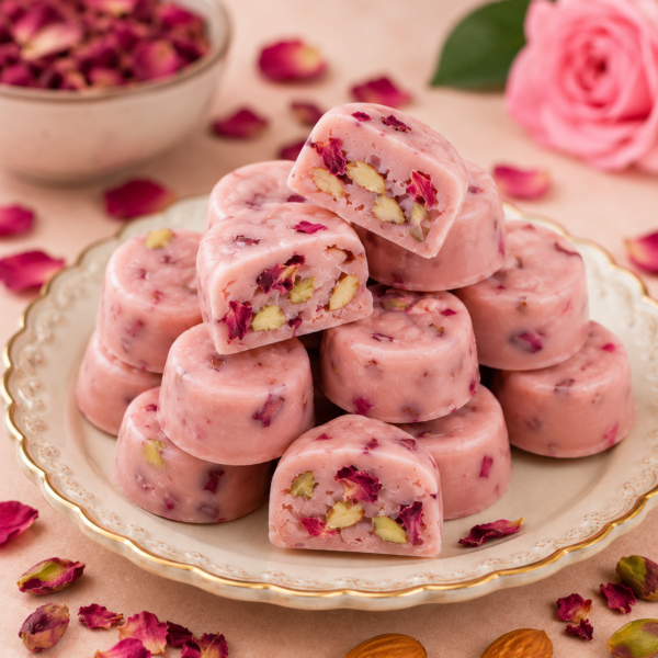 Rose Flavour Chocolate Bites with Rose Petals & Nuts